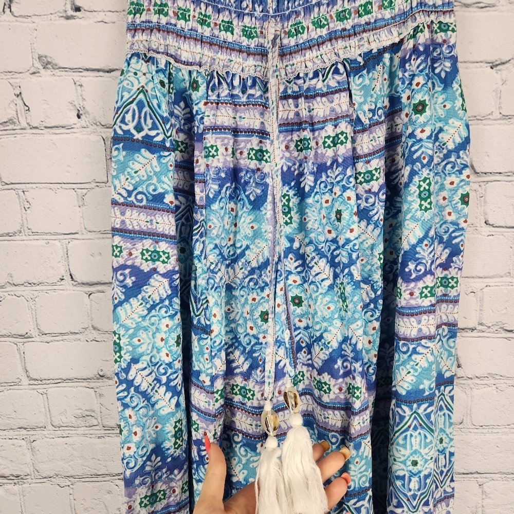 True Destinations Size S Blue Patterned Wide Leg … - image 2
